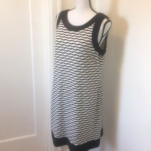 Black and cream wavy striped dress